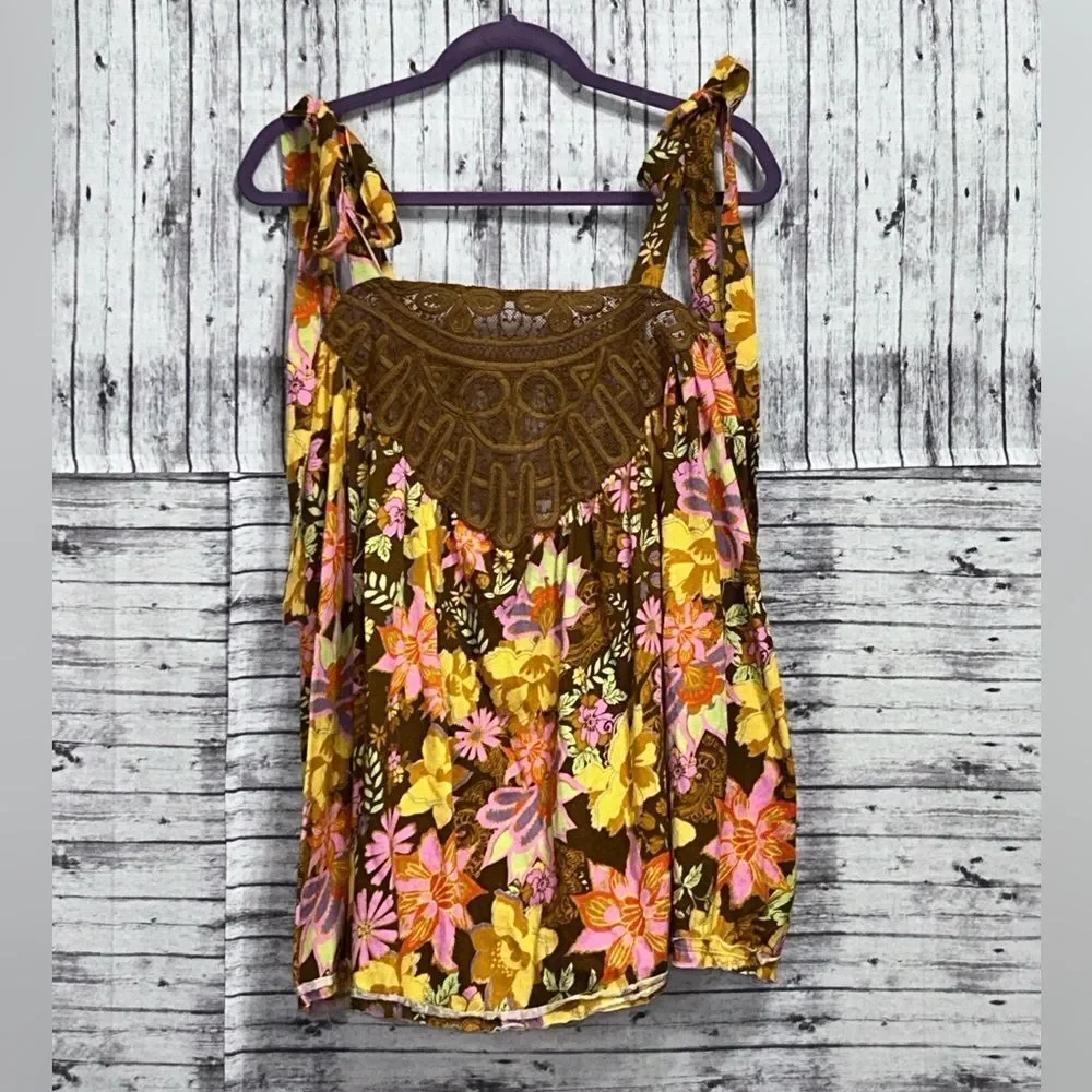 Free People Bali Moroccan Flowers Tunic Top (OVERSIZED)